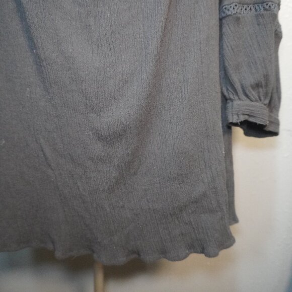 Universal Thread Women's Black Balloon Sleeve lace trim Tiered Dress Size Small - Picture 3 of 7